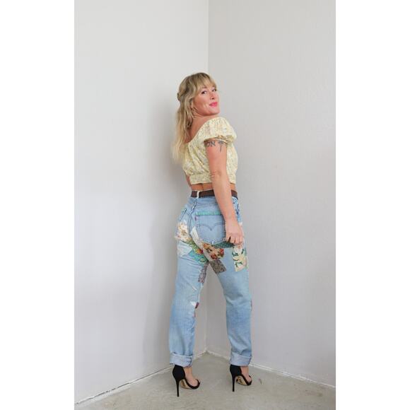 Early 1980s Vintage Levi's USA Made 505 Hand Patched Jeans Women's SM MD 31" 32" - Picture 6 of 11